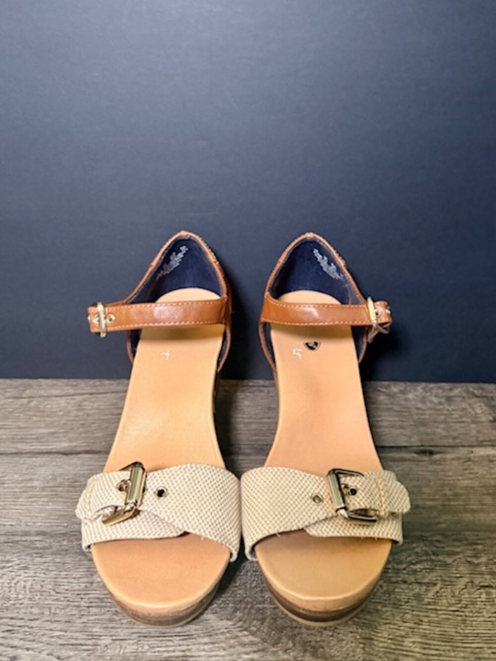 Dr. Scholl's Original Collection Wedge Sandals Women's 6.5 Brown Buckle EUC